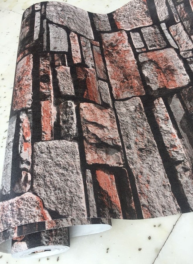 Eurotex Non - Adhesive Textured PVC 3D Stone Brick Wallpaper roll for Walls Home Renovation (57sqft/ Per roll) - 21101 - Image 4